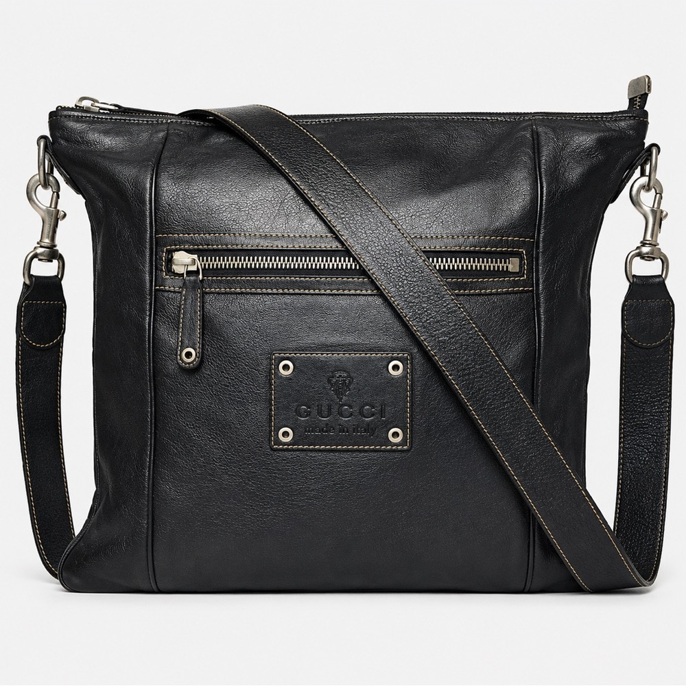 GUCCI Supreme Black Leather Oversized Hysteria Crossbody Bag GUCCI DUST BAG